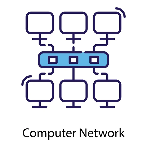 Computer Netzwerk Vektor Flacher Ausführung — Stockvektor