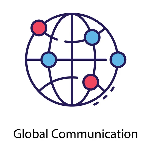 Globalna Komunikacja Sieciowa Płaska Wektor — Wektor stockowy