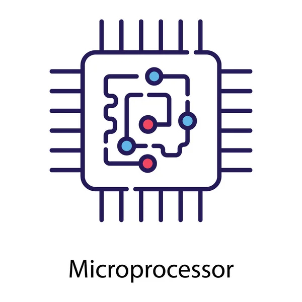 Desain Vektor Mikrochip Komputer Datar - Stok Vektor