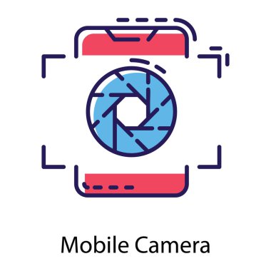 Düz tasarımda telefon kamera vektörü 