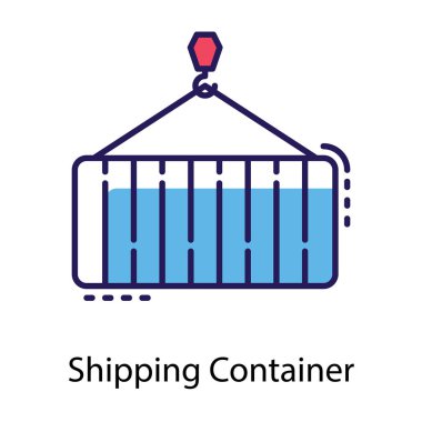 Düz tasarımda konteyner kaldırma simgesi.