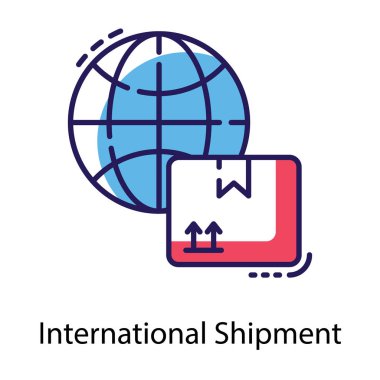 Düz tasarımda global teslimat simgesi.