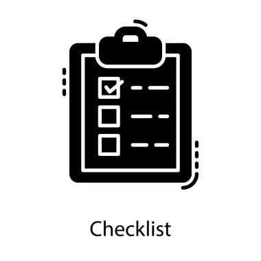 Dolgulu tasarımda denetim listesi simgesi.