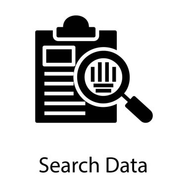 Arama veri simgesi glyph tasarımı.