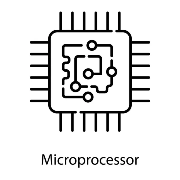 Line Computer Mikrochip Vektor Design — Stockvektor