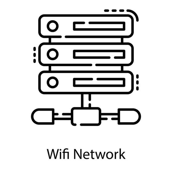 Gedeelde Dataserver Vector Lijn Ontwerp — Stockvector