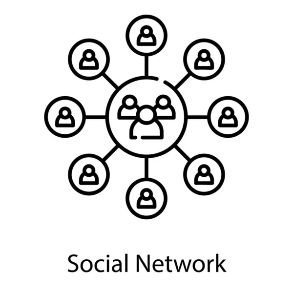 Vektor Des Sozialen Netzwerks Liniendesign — Stockvektor