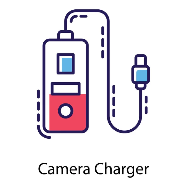 Camera Batterijlader Plat Pictogram — Stockvector