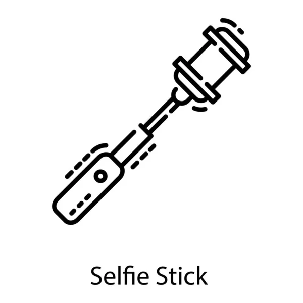 Selfie Stick Line Icon Vector Design — Stock Vector