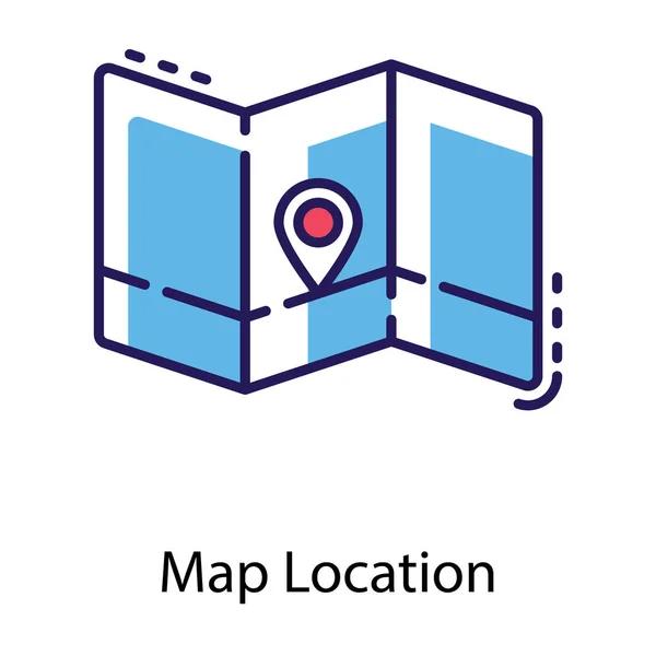 Icon Location Map Flat Design — Stock Vector