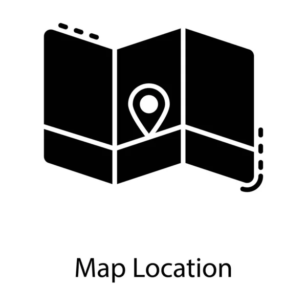 Icono Del Mapa Ubicación Diseño Sólido — Vector de stock