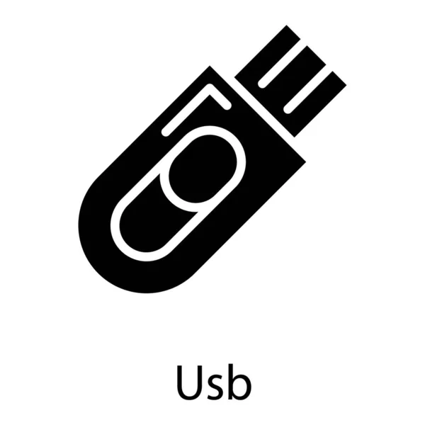글리프 디자인의 Usb 아이콘 — 스톡 벡터