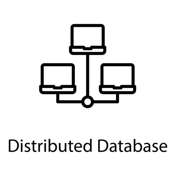 Diseño Línea Del Icono Base Datos Distribuida — Vector de stock