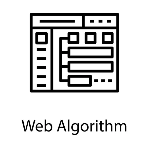 Ikona Projektu Linii Algorytm Sieci — Wektor stockowy