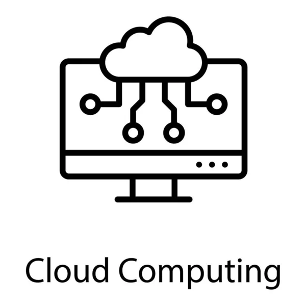 Cloud Computing Icon Line Design — Stockvektor