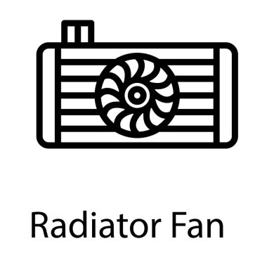 Araba radyatör fan çizgisi simgesi vektörü