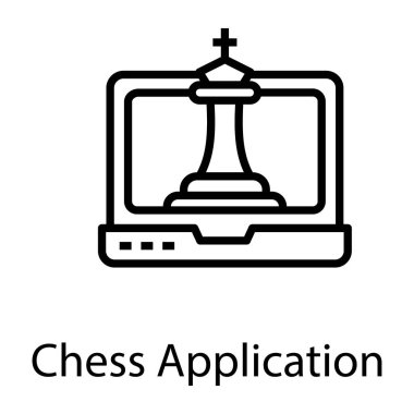 Çizgi tasarımında satranç uygulaması simgesi 