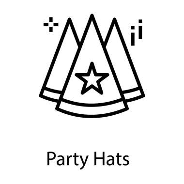 Çizgi tasarımında Parti Şapkaları vektörü 