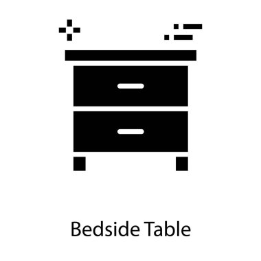 Başucu masa simgesinin glyph tasarımı.