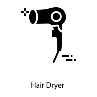 Saç kurutma makinesi glyph vektör tasarımı simgesi.