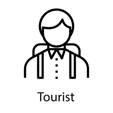 Erkek turist vektör tasarımı satır simgesi 