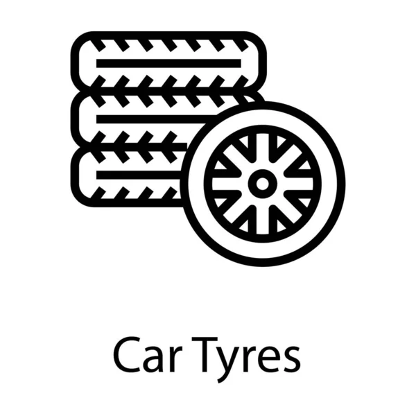 Čáry Ikon Pneumatik Automobilu — Stockový vektor