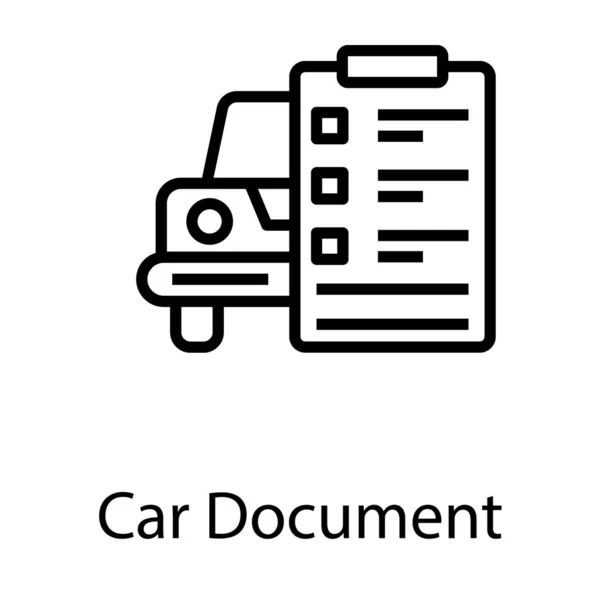 Ikon Vektor För Bil Dokument Linje — Stock vektor