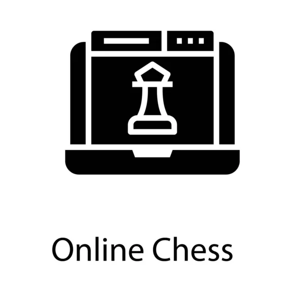 Ikone Des Online Schachs Solidem Design — Stockvektor