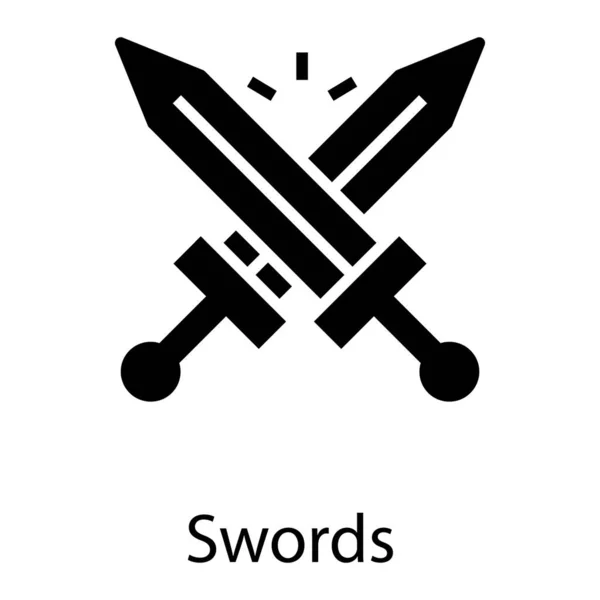 Espadas Cruzadas Símbolo Seguridad Icono — Vector de stock