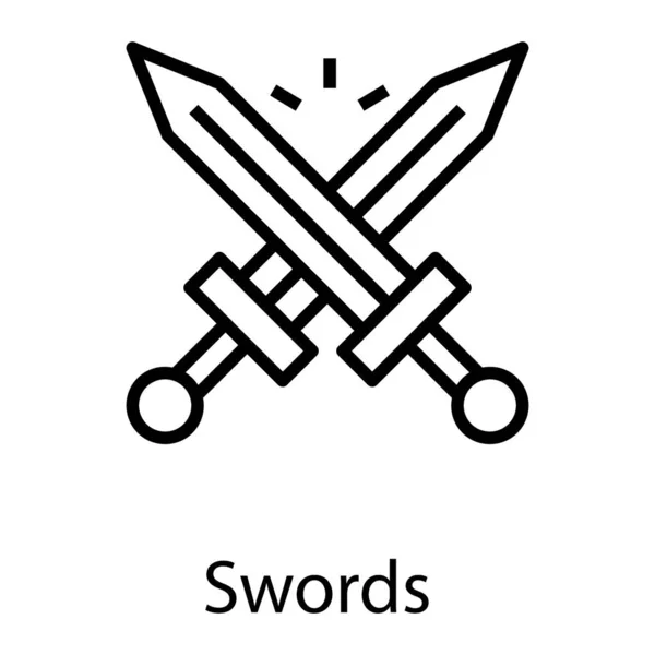 Espadas Cruzadas Símbolo Seguridad Icono — Vector de stock