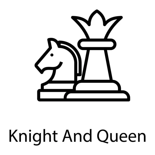 ラインデザインの騎士と女王のアイコン — ストックベクタ