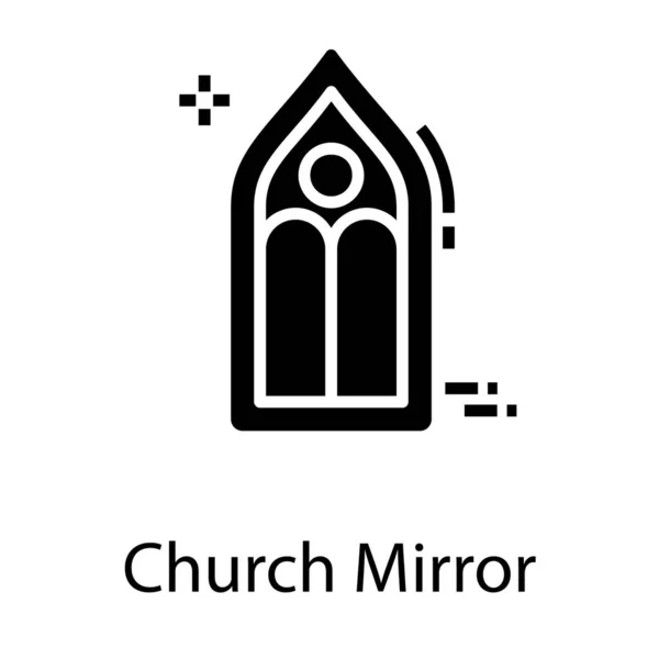 Icono Espejo Iglesia Diseño Glifo — Vector de stock