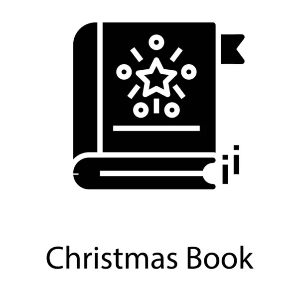 Icône Livre Noël Conception Vectorielle Glyphe — Image vectorielle