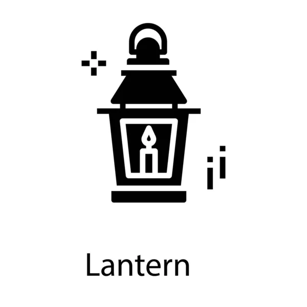 Icono Linterna Diseño Sólido — Vector de stock