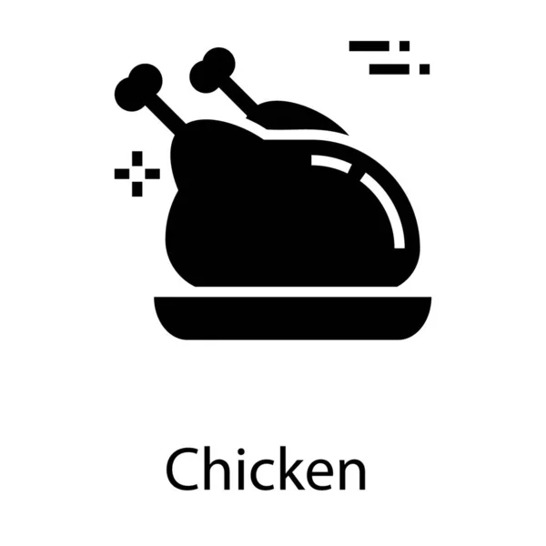 Pollo Asado Icono Glifo Vector — Archivo Imágenes Vectoriales