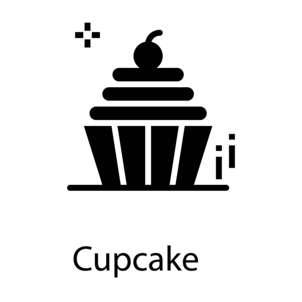 Navidad Cupcake Icono Diseño Sólido Vector — Vector de stock