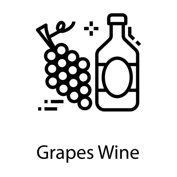 Grapes Wine Vector Line Design — Stock Vector