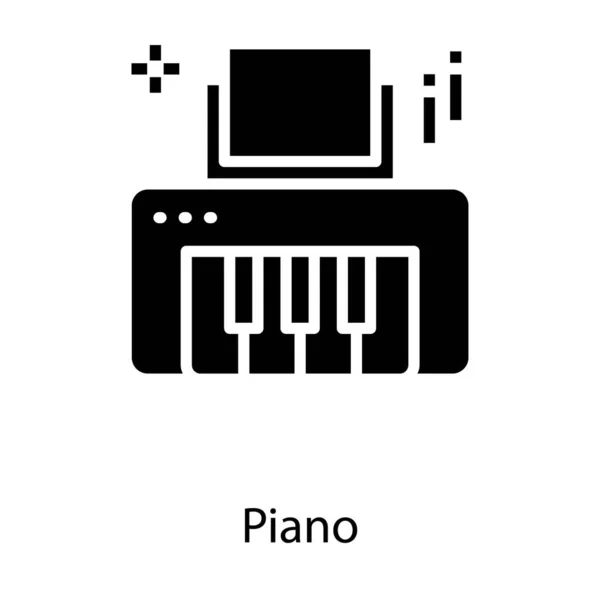 Icona Del Pianoforte Del Vettore Progettazione Del Glifo — Vettoriale Stock