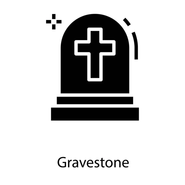 Ícone Gravestone Vetor Design Sólido — Vetor de Stock