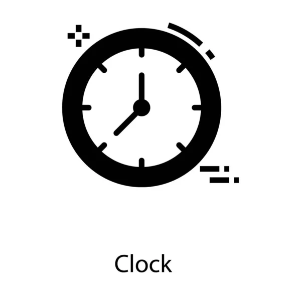Icono Del Reloj Diseño Sólido — Vector de stock