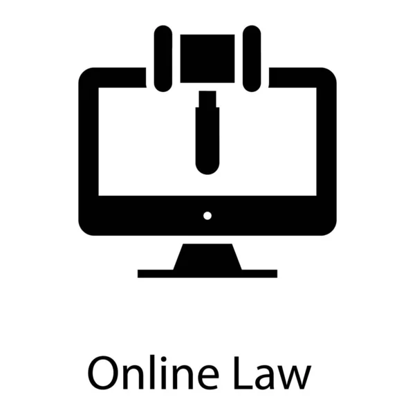 Ikona Praktyki Prawa Online Wektorze Glifów — Wektor stockowy