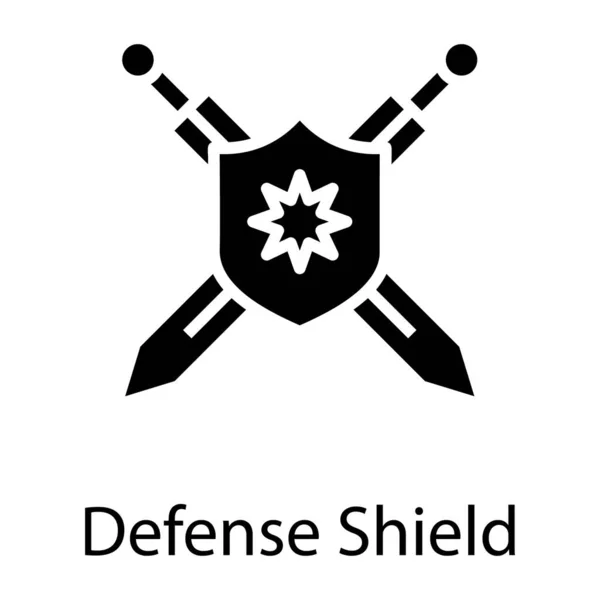 Icono Escudo Defensa Diseño Sólido — Vector de stock