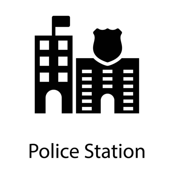 Edificio Estación Policía Diseño Sólido — Vector de stock