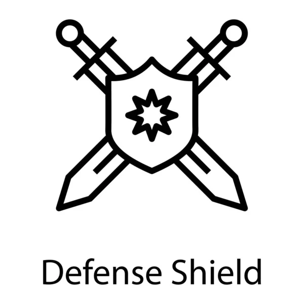 Icono Escudo Defensa Diseño Línea — Vector de stock