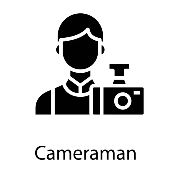 Solid Cameraman Vector Pictogram Ontwerp — Stockvector