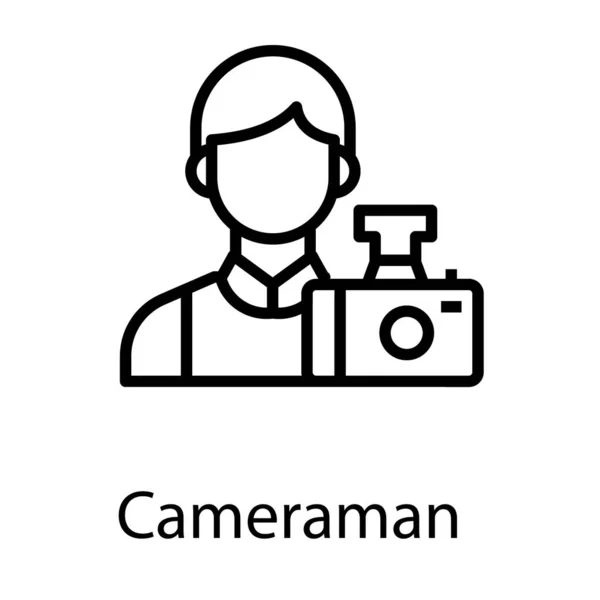 Lijn Cameraman Vector Pictogram Ontwerp — Stockvector