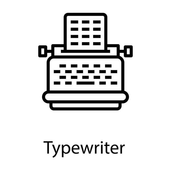 Typewriter Machine Vector Line Design — Stock Vector
