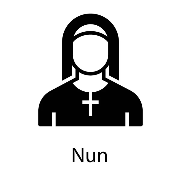 Nun Pictogram Geïsoleerd Witte Achtergrond — Stockvector