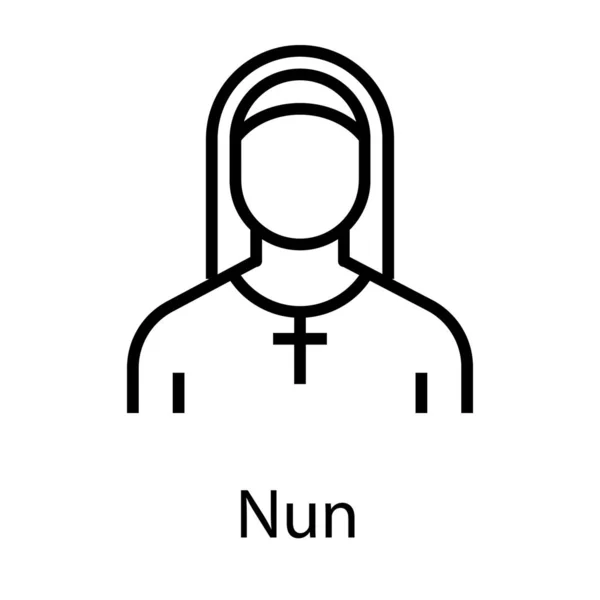 Nun Pictogram Geïsoleerd Witte Achtergrond — Stockvector