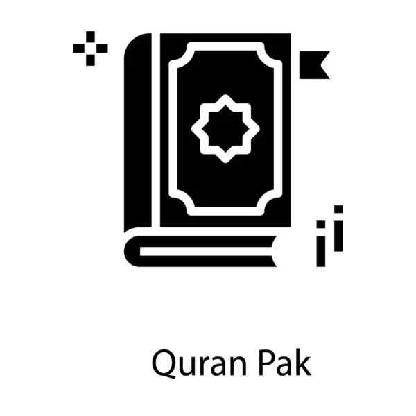 Icono Diseño Sólido Pak Quran — Vector de stock